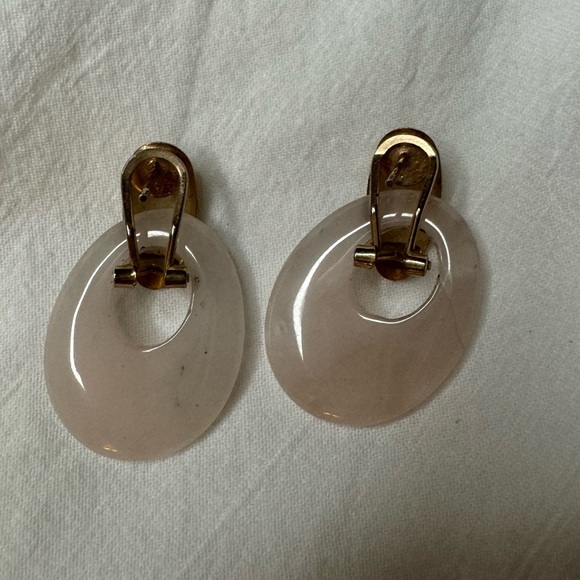 Vintage rose quartz earrings in excellent condition approximately 1 inch stone - Picture 6 of 8